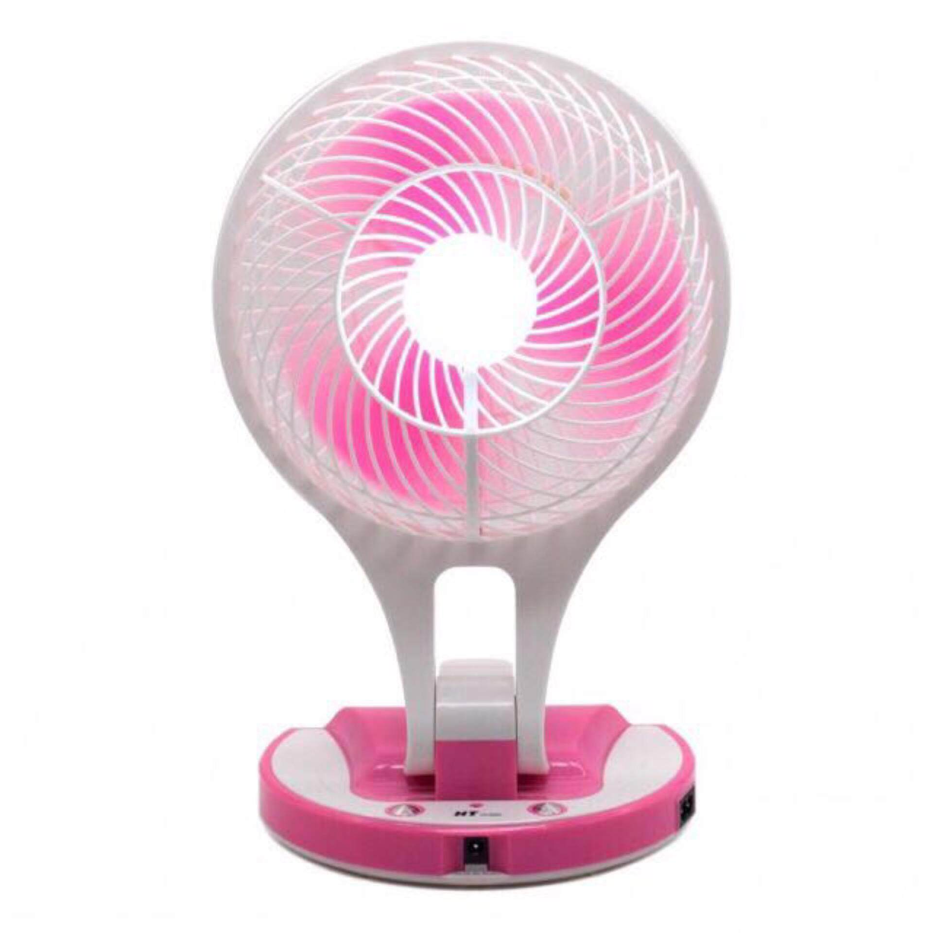 HT-5580 พัดลม 6 นิ้ว ปรับแรงลมได้ ชาร์จไฟ มีโคมไฟ LED 21 ดวง ส่องสว่าง Portable Rechargeable LED Light with Mini Fan