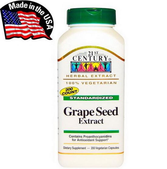 21st Century Grape Seed Extract 50 mg x 200 เม็ด สารสกัดจากเมล็ดองุ่น OPCs