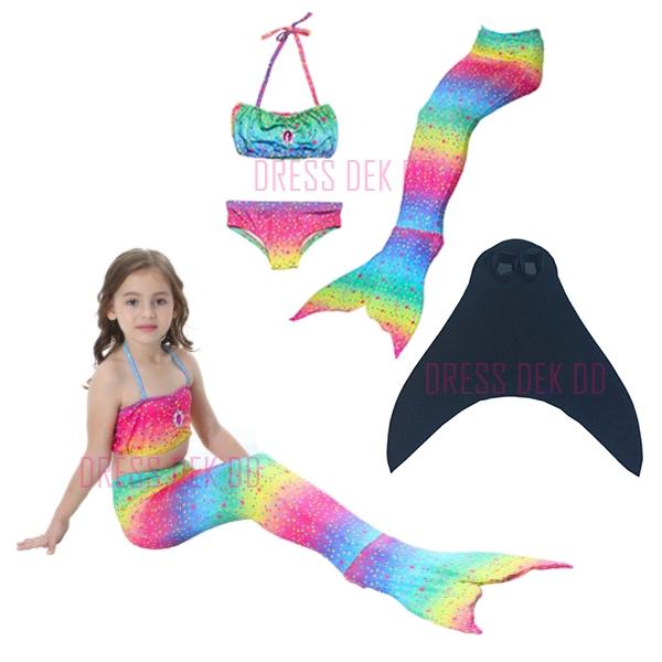 Kids Girls Swimmable Mermaid ชุดนางเงือก ชุดว่ายน้ำเด็กผู้หญิง หางนางเงือก รุ่น Super Dot + ตีนกบ