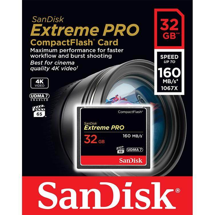 SanDisk Extreme Pro CF Card 32GB Speed 160MB/150MB/s (SDCFXPS_032G_X46) อุปกรณ์รองรับการ์ดหน่วยความจำ สำหรับกล้องCF กล้องระดับกลาง กล้องวีดีโอ เมมโมรี่ การ์ด แซนดิสก์ รับประกันLifetime โดย Synnex