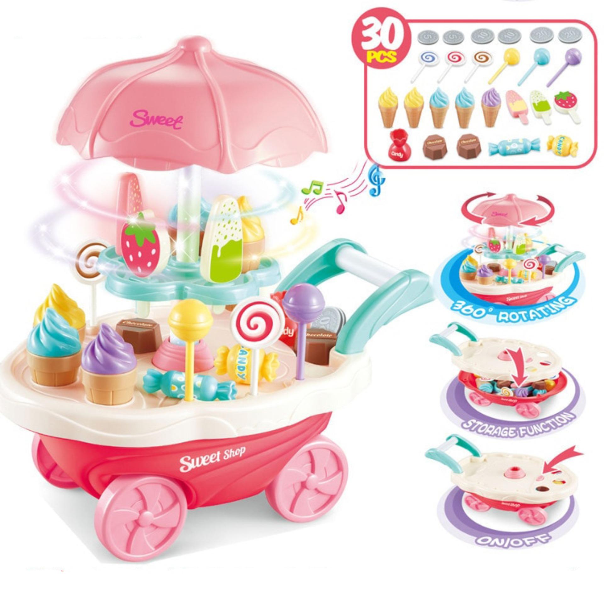 ProudNada Toys ของเล่นเด็กชุดรถเข็นไอศครีมหมุนได้มีให้เลือก 2 สี MINI SWEET CART NO668-56