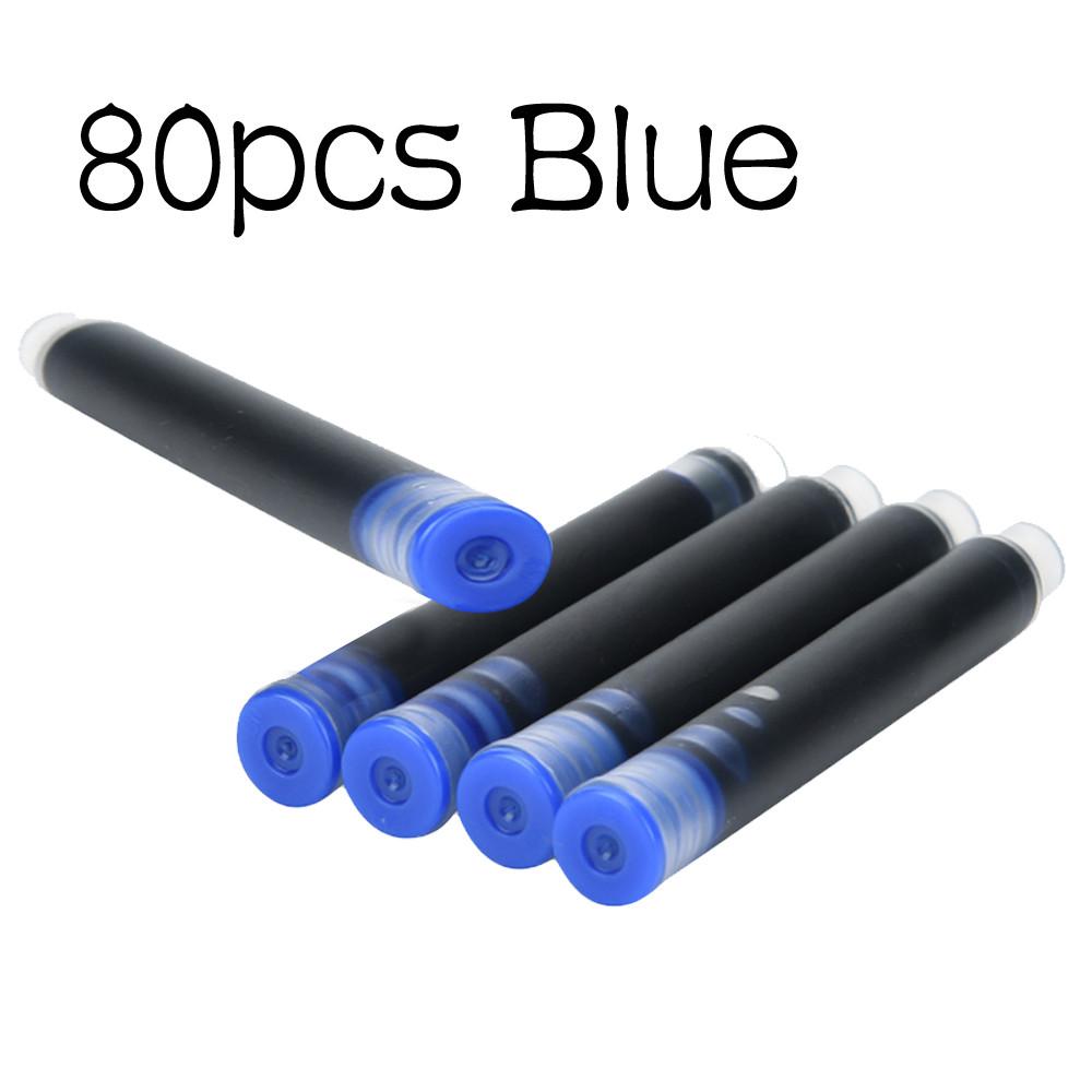 FIN JINHAO 80 PCS ปากกาหมึกซึมเติมตลับหมึกสีดำและสีฟ้า