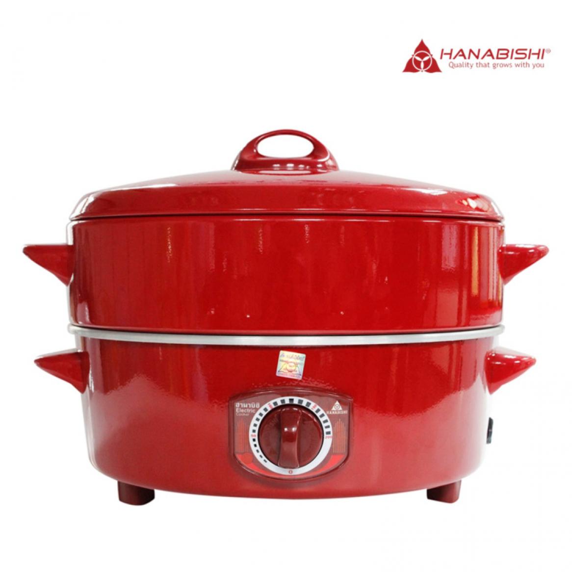 Hanabishi กระทะไฟฟ้า รุ่น HEP-14S - สีแดง Electric Pan  Gill Pans กระทะไฟฟ้าอเนกประสงค์