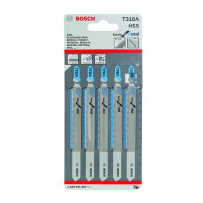 BOSCH T318A ใบเลื่อยจิ๊กซอตัดเหล็ก ตัดหนา 1-3 มิล #2608631319 (5ใบ/แผง)
