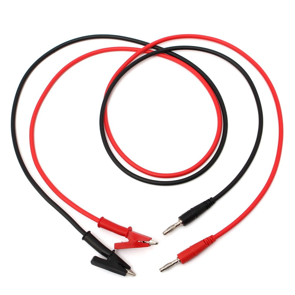 2PCS SAFE INSULATED TEST LEADS ALLIGATOR CLIPS WITH 4MM BANANA CONNECTOR PLUG 6