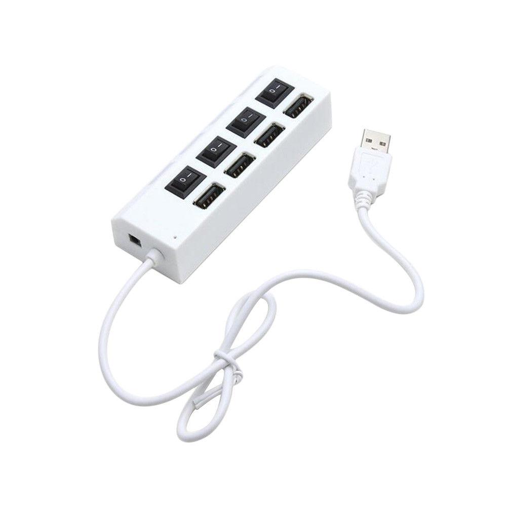 4-Port USB 2.0 Power Hub High Speed Adapter ON/OFF Sharing Switch For PC Laptop