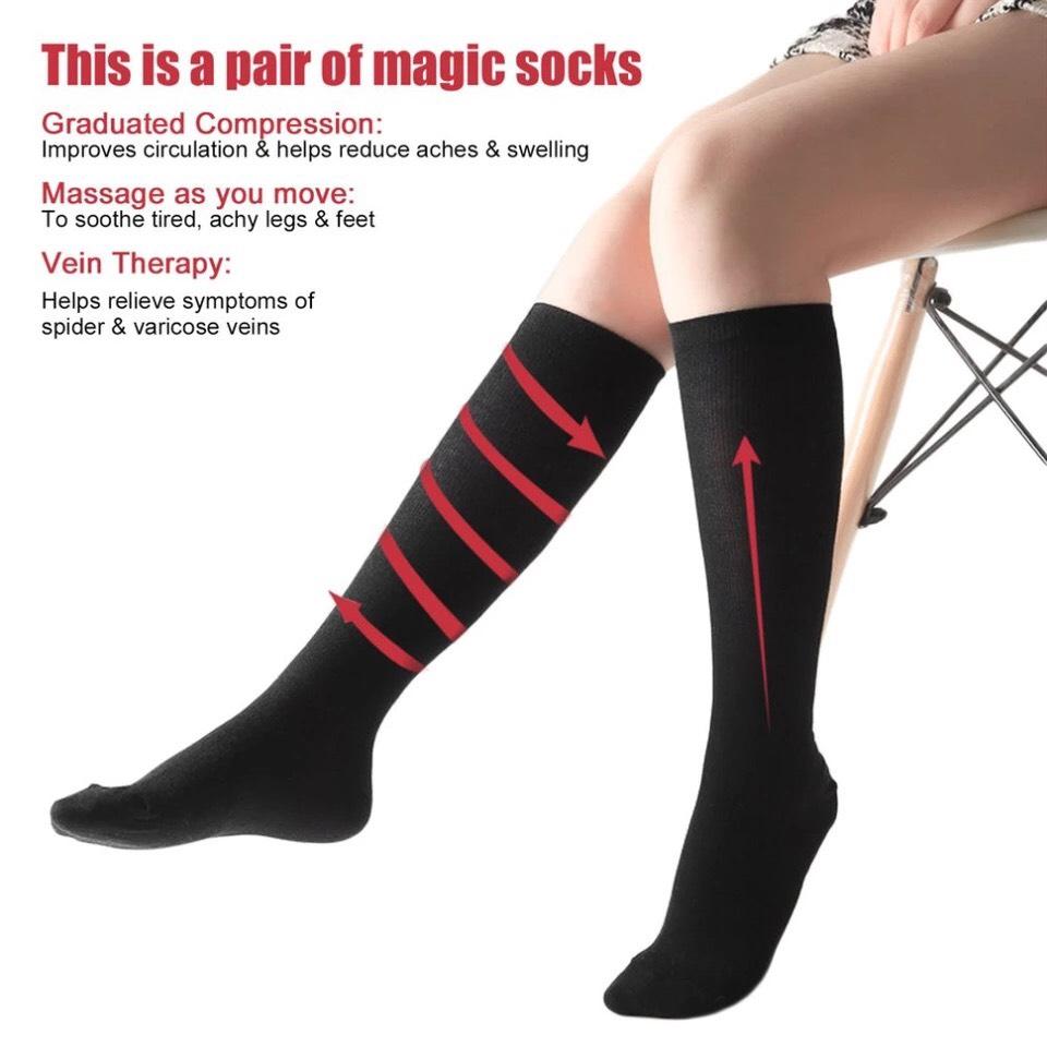 ถุงเท้าเพื่อสุขภาพ ( L/XL สีดำ ) ถุงเท้าลดปวดน่อง ถุงเท้าเส้นเลือดขอด