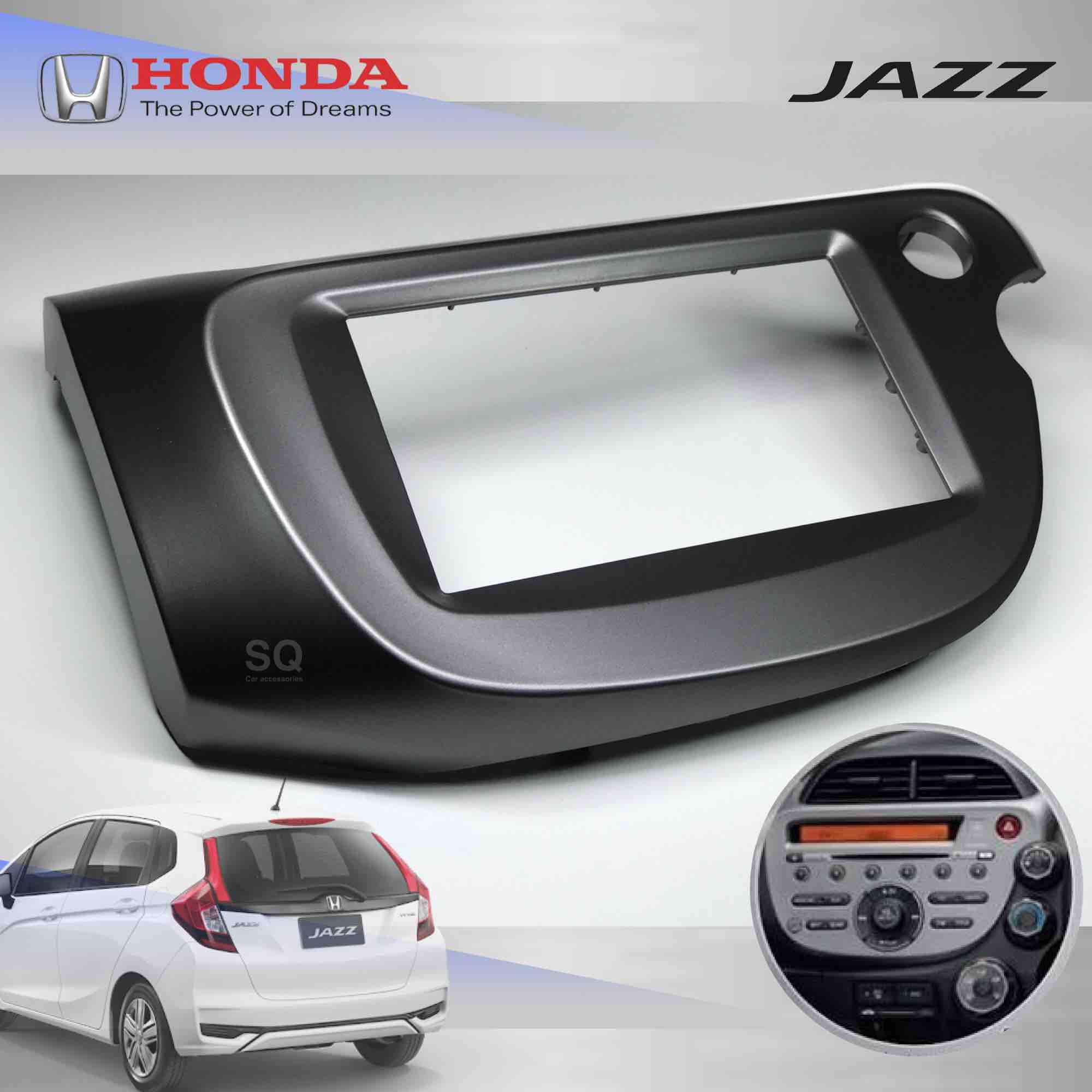SQ car หน้ากากตรงรุ่น Honda Jazz ปี 2008-2012 สำหรับเปลี่ยนเครื่องเล่นหรือจอเป็น2ดิน ขนาด7”มาตรฐาน ขนาด Free SIZE