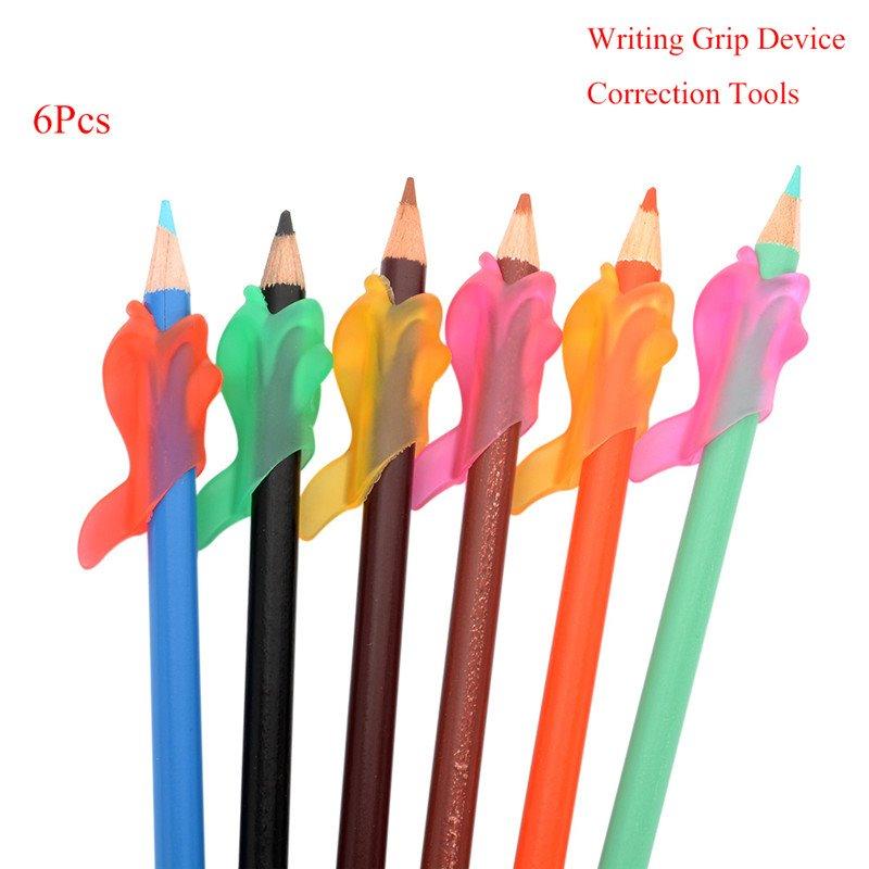 ที่จับดินสอ ยางจับดินสอ ปลาโลมา แบบใส คละสี6ชิ้น ช่วยฝึกท่าทางการจับดินสอให้ถูกวิธี