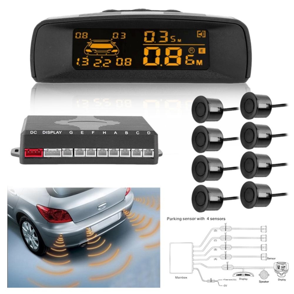 Steelmate Car Parking Assist Reverse  LED Display Radar Alert System 4 Sensor