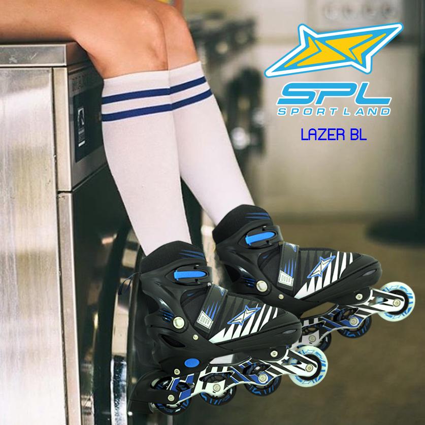 SPORTLAND อินไลน์ โรลเลอร์ สเก็ต สีน้ำเงิน มีไฟ In-line Roller Skate+Lighting รุ่น LAZER Blue
