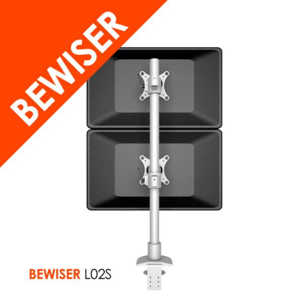 ฺBEWISER ขาตั้งจอมอนิเตอร์แบบจอคู่แนวตั้ง 2ชั้น ปรับหมุน 90 ํ อลูมินั่มเกรดเอ รุ่นL02S (ออกบิลVAT)