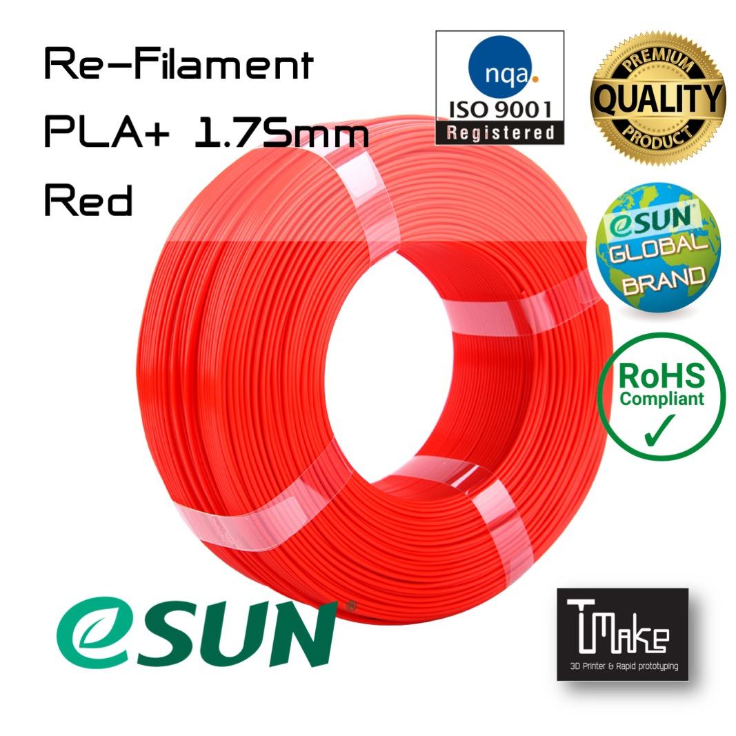 eSUN filament Re-Filament PLA+ Red 1.75mm for 3D Printer