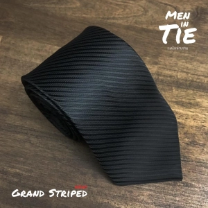 สินค้า เนคไทสีดำ ลายขวาง Plain-stripped tie