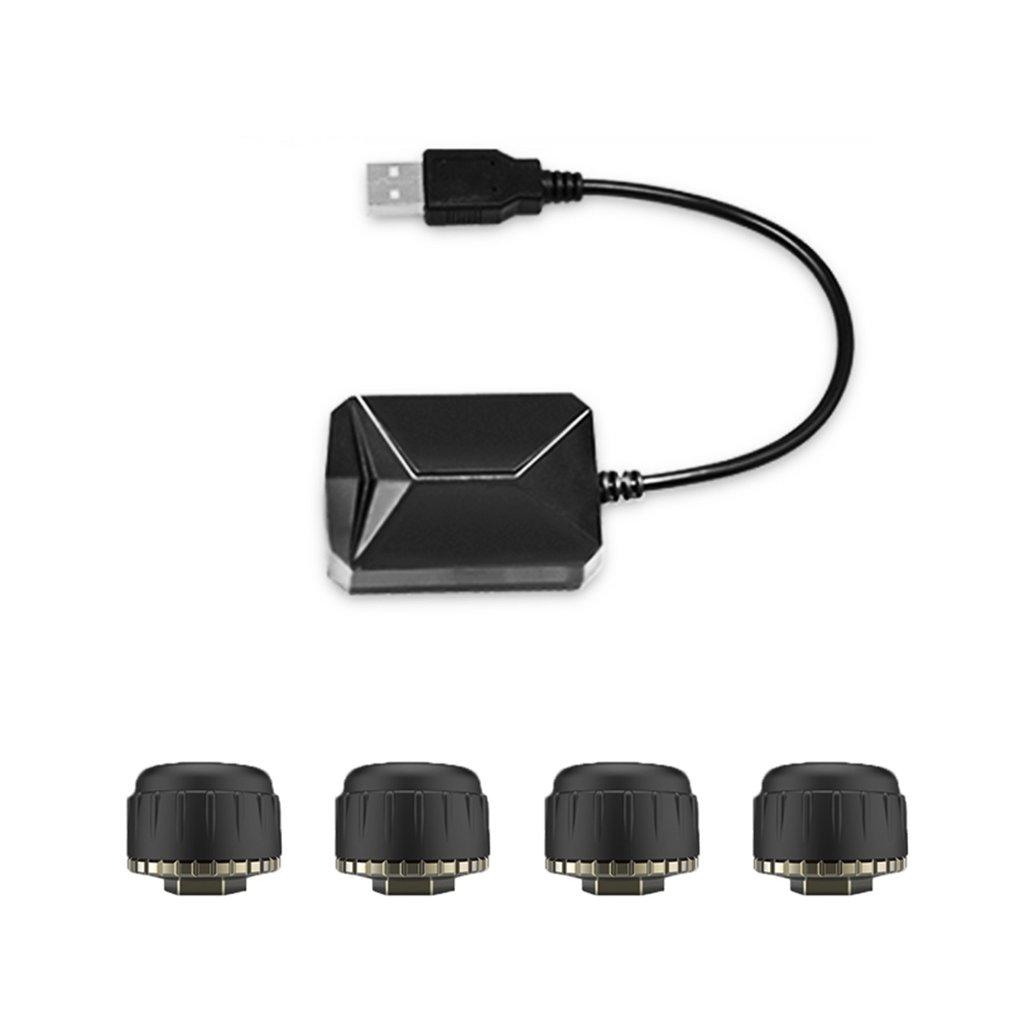 TOP USB รถ TPMS Android การตรวจสอบแรงดันยางรถยนต์ 4 เซ็นเซอร์ภายนอกสีดำ TOP USB รถ TPMS Android การตรวจสอบแรงดันยางรถยนต์ 4 เซ็นเซอร์ภายนอกสีดำ