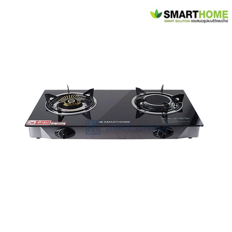 SMARTHOME เตาแก๊สหัวคู่หน้ากระจกนิรภัย รุ่น SM-GA2H-01 หัวทองเหลืองและอินฟราเรด