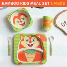 ภาพขนาดย่อสินค้าQcase-ชุดจานชาม 5 ชิ้น สำหรับเด็ก ผลิตจากเยื่อไผ่ แบมบู ไฟเบอร์ อุปกรณ์ทานอาหารเด็ก ปลอดภัย ไม่มีกลิ่น  Bamboo Kids Divided Plate Non Toxic