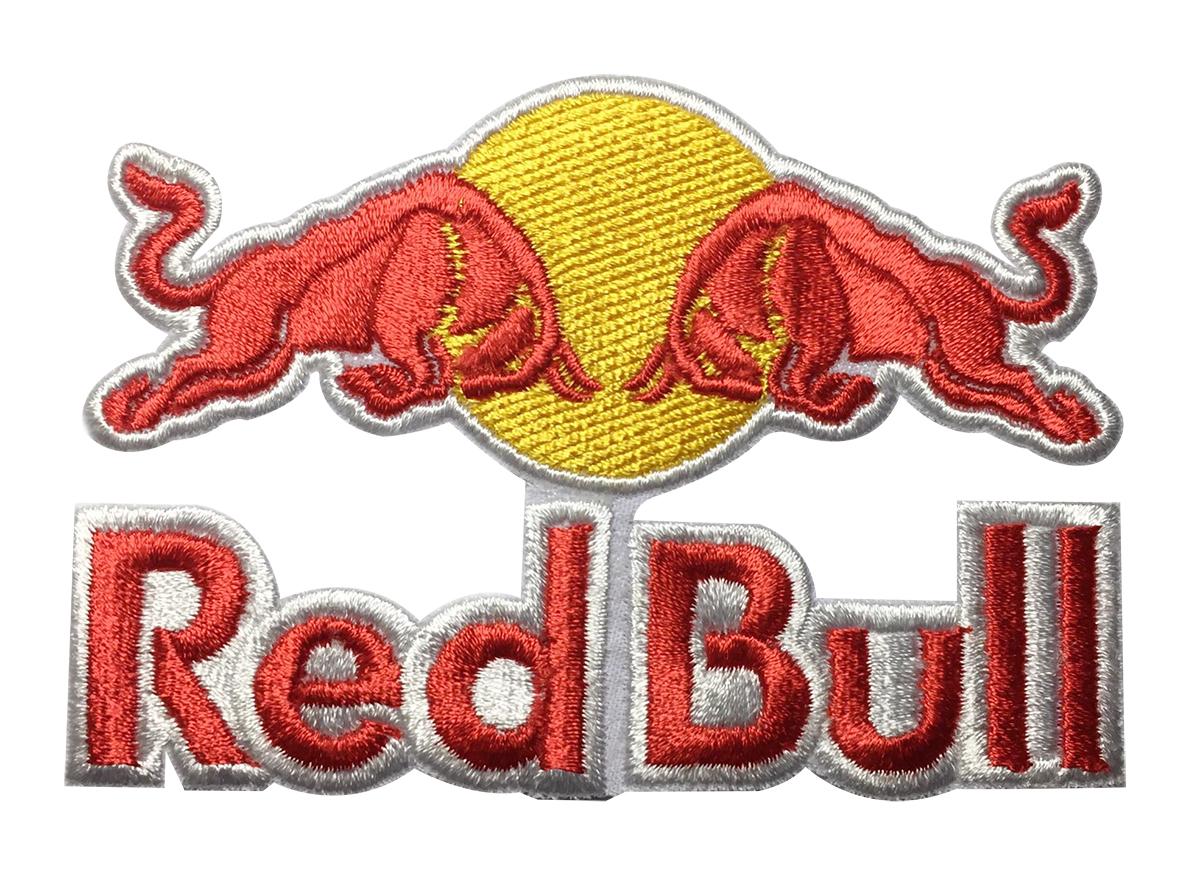 อาร์ม RED BULL (กระทิงแดง) แบบงานปัก รีดติดเสื้อ เย็บติดเสื้อ ขนาด 6*9 ซม.