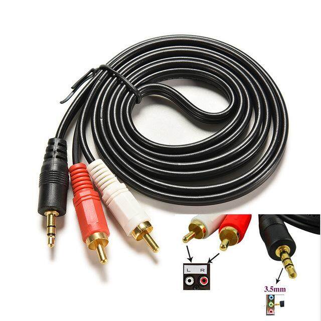 3 เมตร 3.5mm 1/8  Jack Mini plug TO 2 RCA Male Stereo Phono Audio Speaker Adapter Cable 3M
