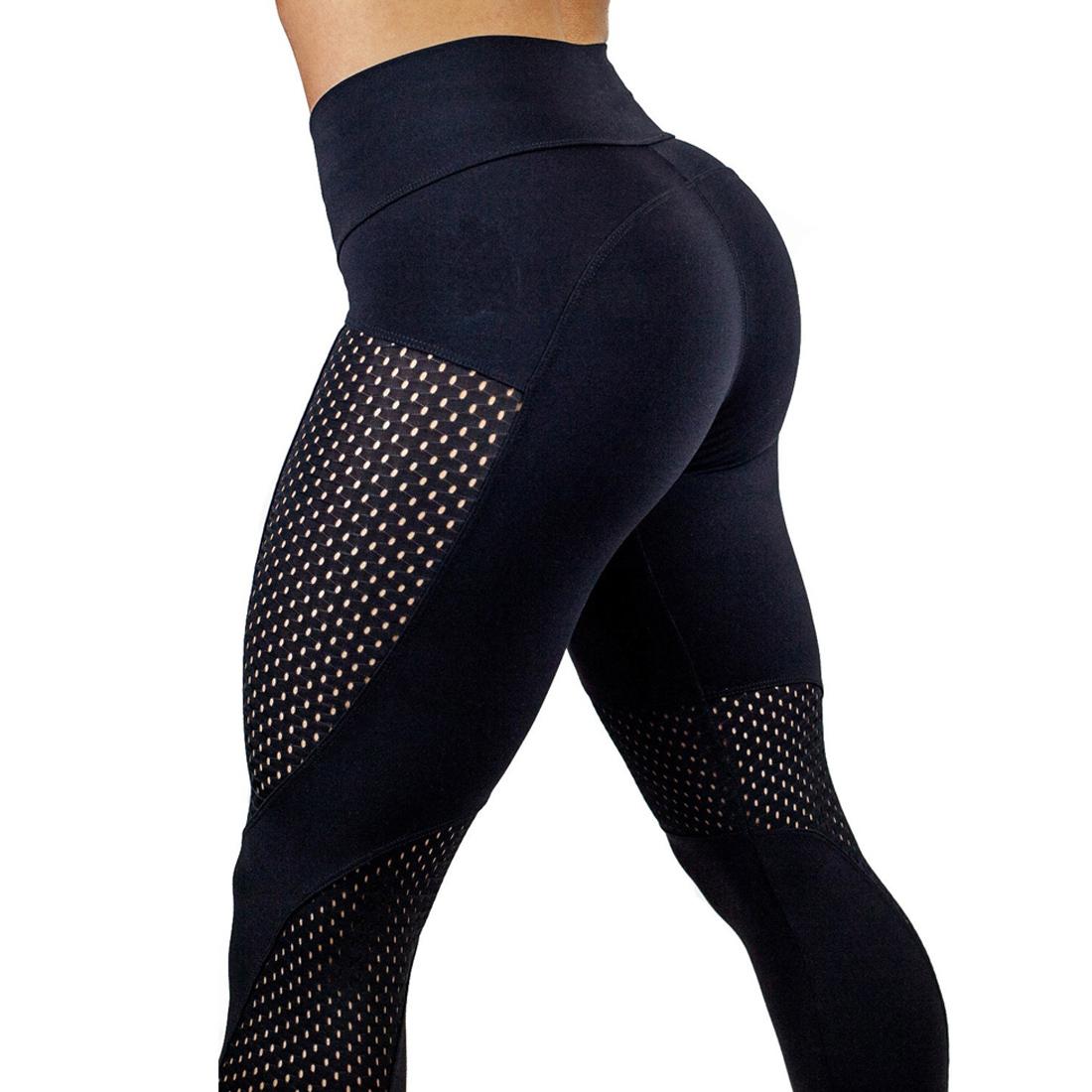 ฟิตเนสโยคะกีฬา Leggings สำหรับผู้หญิงกางเกงรัดรูปกีฬาตาข่ายเลกกิ้งโยคะกางเกงโยคะผู้หญิงกางเกงกระชับหุ่นสำหรับวิ่ง - INTL
