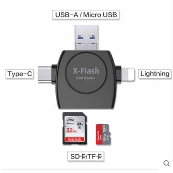 ภาพประกอบของ iDragon การ์ดรีดเดอร์ 5 in1 OTG card reader,TF, Lightning 8-pin, Micro USB, Type-C with Micro USB Charge