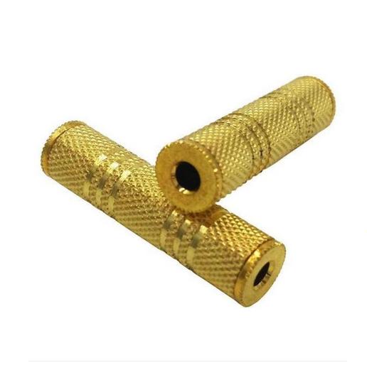 3.5mm Female to 3.5 mm Female F/F Audio Adapter Coupler Metal Gold Plated(สีทอง)