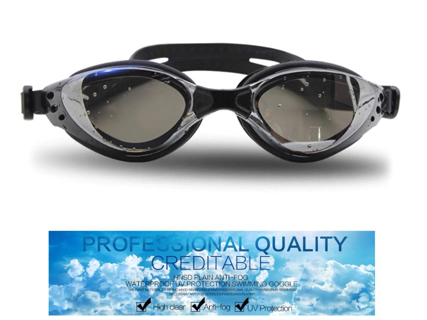 แว่นตาว่ายน้ำ เลนส์คุณภาพกันฝ้ากันยูวี Anti Fog & UV Protection (สีดำ) แว่นตากันน้ำพร้อมกล่องใส่ สำหรับทุกเพศทุกวัย