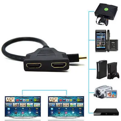 1 to 2 HDMI Splitter Male to Female Split Double Signal Adapter Convertor
