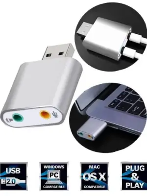 USB 2.0 External Stereo Audio 7.1 Channel Sound Card Adapter Aluminum For PC LB