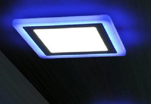 โคมดาวน์ไลท ขอบสีฟ้า สกายบลู สี่เหลี่ยม LED PanelLight Skyblue 2สีในหนึ่งเดียว 9w(เดย์ไลท์)EVE 2ดวง ของแท้ ประกัน1ปี