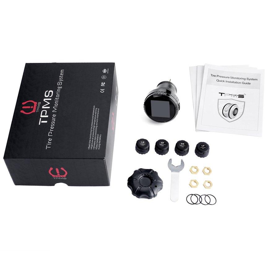 ANGEL LCD ไร้สายการตรวจสอบแรงดันยางรถยนต์ระบบที่ชาร์จแบตในรถเซนเซอร์ภายนอก