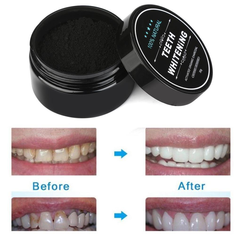 ผงถ่านชาโคลขัดฟันขาว Teeth Whitening ฟอกฟันขาว สูตรธรรมชาติ 100% 1 กระปุก 30 g.