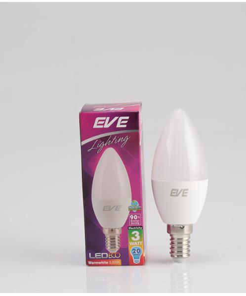 มาใหม่ | EVE หลอดแอลอีดี อีโค ทรงเปลวเทียน 3 วัตต์ วอร์มไวท์ E14 LED ECO candle 3W Warmwhite E14 ขาว