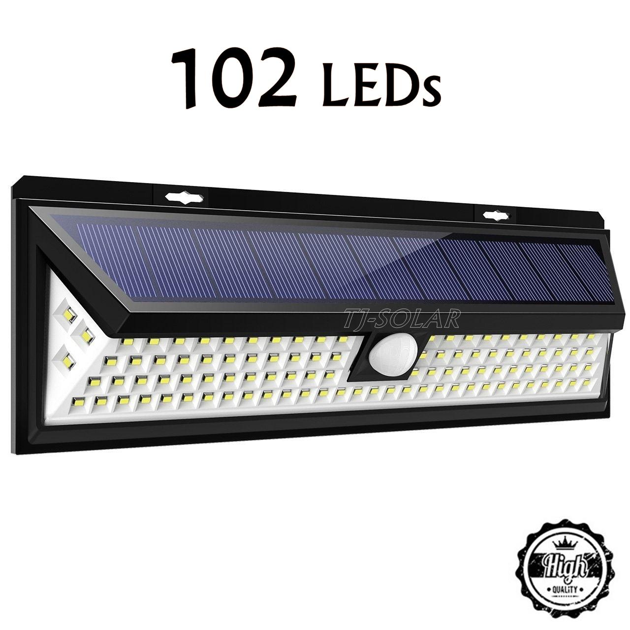 TJ-SOLAR High-Quality Series ไฟพลังงานแสงอาทิตย์ 102 SMD LEDs เซ็นเซอร์จับความเคลื่อนไหว โคมไฟติดผนังกันน้ำ / ไฟรักษาความปลอดภัย (แสงสีขาว)