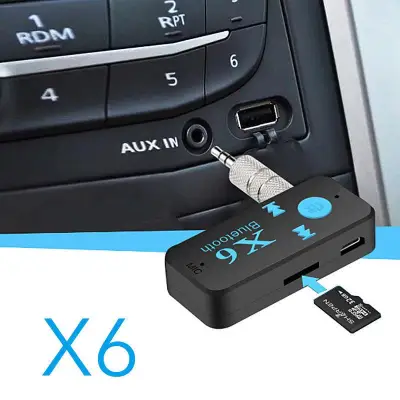 บลูทูธมิวสิครับสัญญา X6 Bluetooth Music Receiver Adapter 3.5mm TF Card Support Car Audio Receiver
