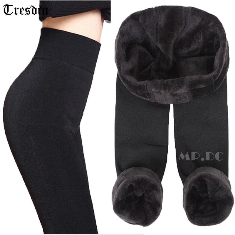 Women Winter Leggings Skinny Wool กางเกงเลกกิ้งบุขน สกินนี่บุขน กางเกงขายาวบุขน กันหนาว ขนาด ฟรีไซส์ สีดำ