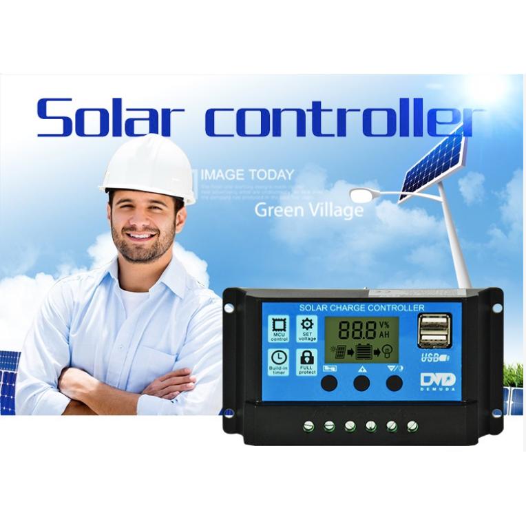30A Solar Charger Controller Solar Panel Battery Intelligent Regulator With USB Port Display 12V/24V