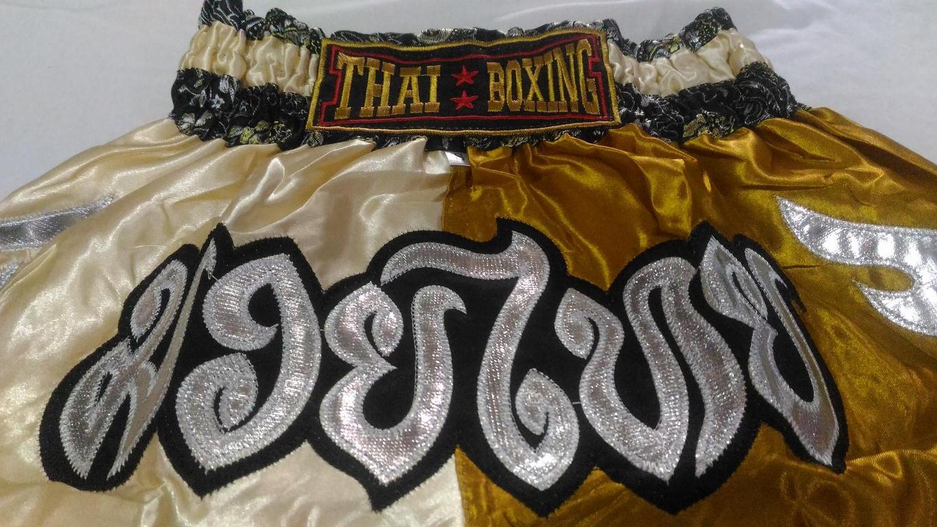 กางเกงมวยไทย - เด็ก - S -Kombat Gear Muay Thai Boxing shorts Gold Two Tones Pattern