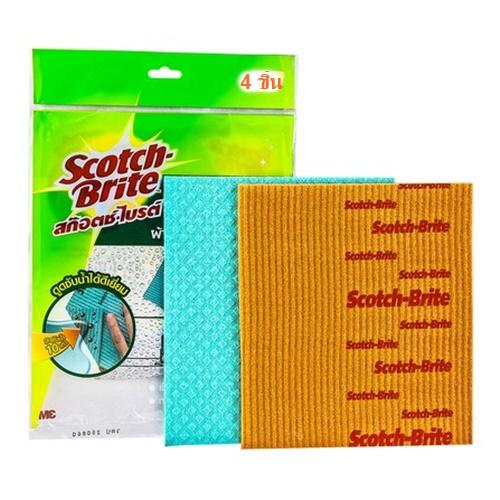 3M Scotch-Brite Spong Cloth ผ้าฟองน้ำอเนกประสงค์ 40 ชิ้น (แพค 4 ชิ้นต่อห่อ)