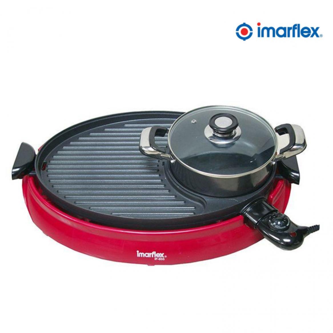 Imarflex เตาปิ้งย่างอเนกประสงค์ รุ่น IF-855 - สีเเดงดำ electric skillets suki potiers sukiyaki pot