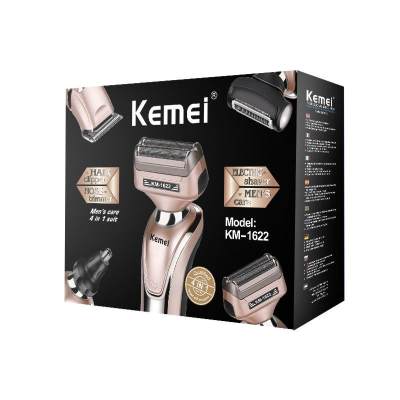 Kemei 4in1 เครื่องโกนหนวด โกนขน ตัดผม และขนจมูก ปัตตาเลี่ยนตัดผม เครื่องโกนหนวดไฟฟ้า ชาร์จไฟได้ ใส่ถ่านได้ รุ่น KM-1622