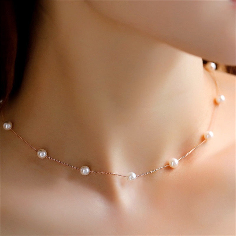 Fashion Charm Jewelry Pendant Chain Pearl Choker Chunky Statement Bib Necklace
