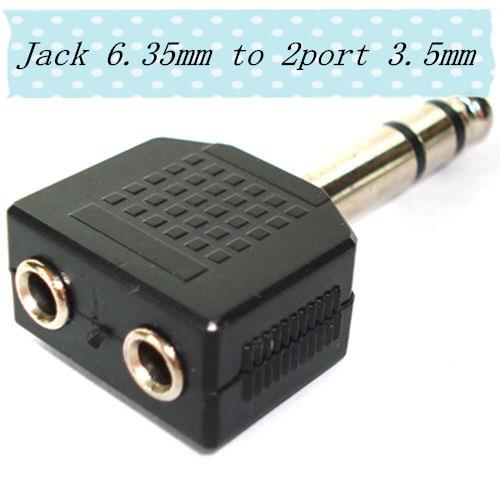 6.35mm Male Plug to Dual 3.5mm Stereo Jack Female Socket Splitter Connec