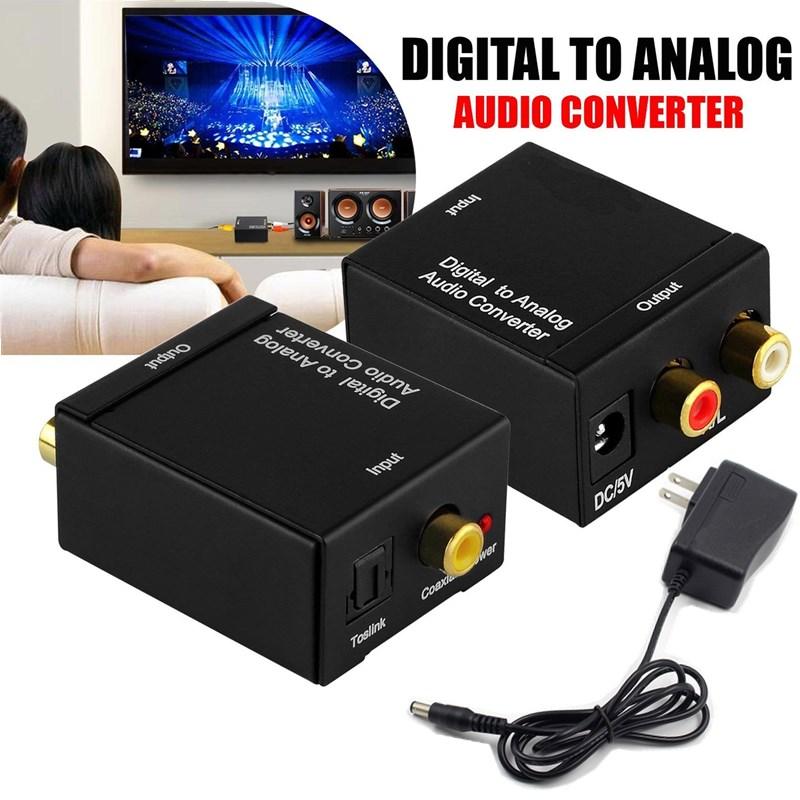 Optical Digital Coax Coaxial Toslink to Analog Audio RCA L/R Converter Adapter