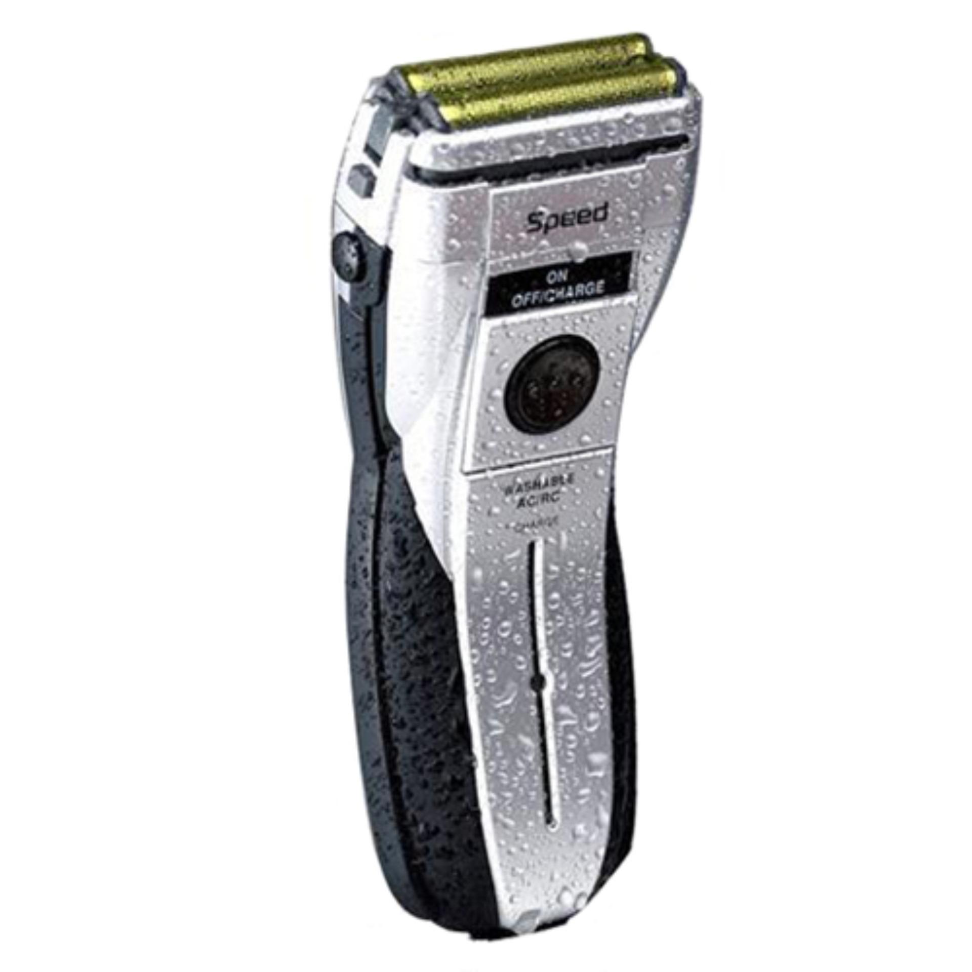 Kemei Speed เครื่องโกนหนวดไฟฟ้าไร้สายแบบชาร์จ ใบมีดฟอยล์คู่2หัวโกนยืดหยุ่น รุ่น KM-1730 พร้อมใบมีดสำรอง สำหรับนักกีฬา-สีเงิน