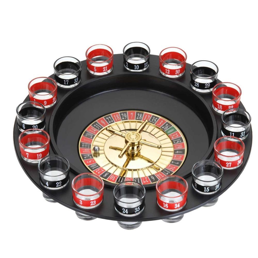 Telecorsa เกมพนันรูเล็ต Roulette Wheel  แก้วเหล้ายิงด้วยลูกเหล็ก 2 ลูกและแก้ว 16 ใบ