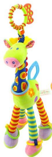 Happy Monkey Plush Infant Baby Development Soft Giraffe Animal Handbells Rattles Handle Toys Hot Selling WIth Teether Baby Toy 37cm
