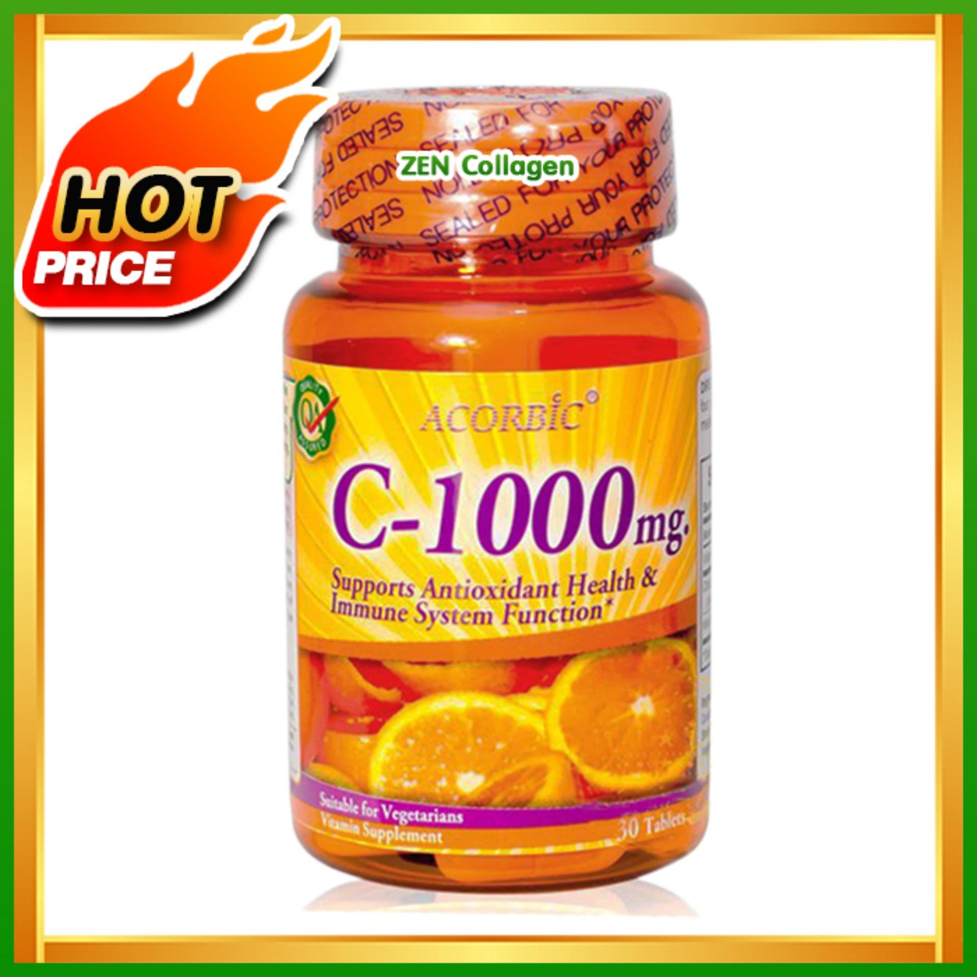 Acorbic VITAMIN C-1000mg . ผลิตภัณฑ์เสริมอาหาร วิตามิน-ซี 1000 มก. 1 กระปุก (30 เม็ด/1กระปุก)