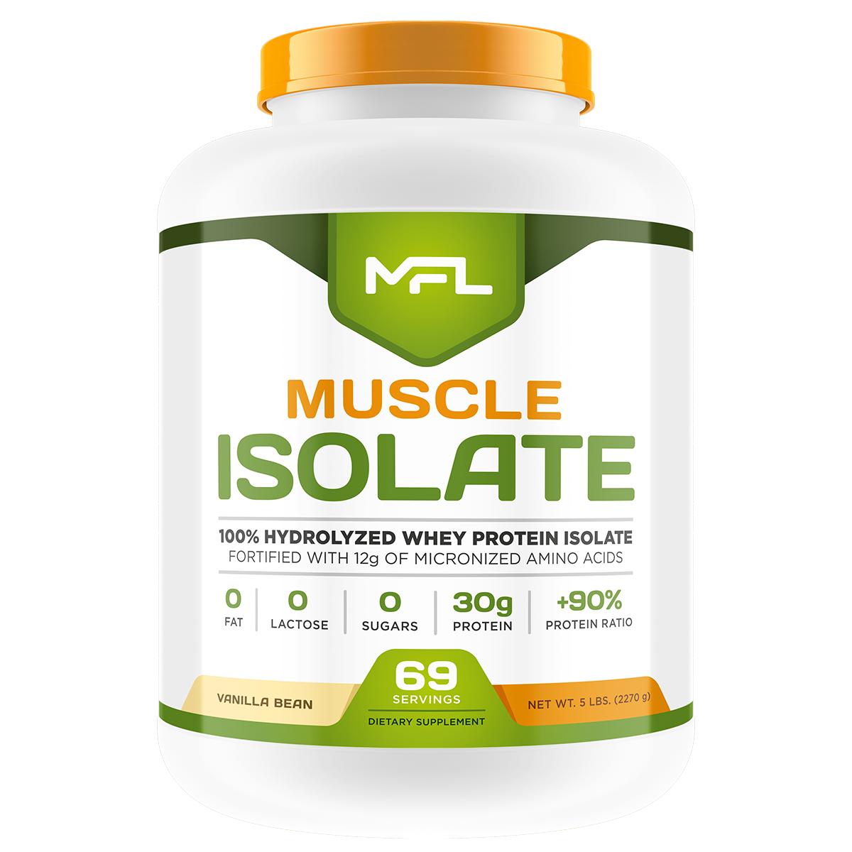 เวย์โปรตีนไขมัน 0 น้ำตาล 0 - Muscle Food Labs MUSCLE ISOLATE 5 LBS - VANILLA