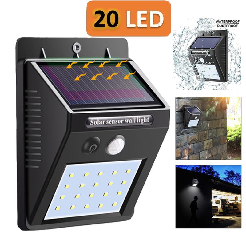 20 LED ไฟภายนอกอาคาร ไฟติดผนังโซล่าเซลล์พลังงานแสงอาทิตย์ Solar motion sensor light